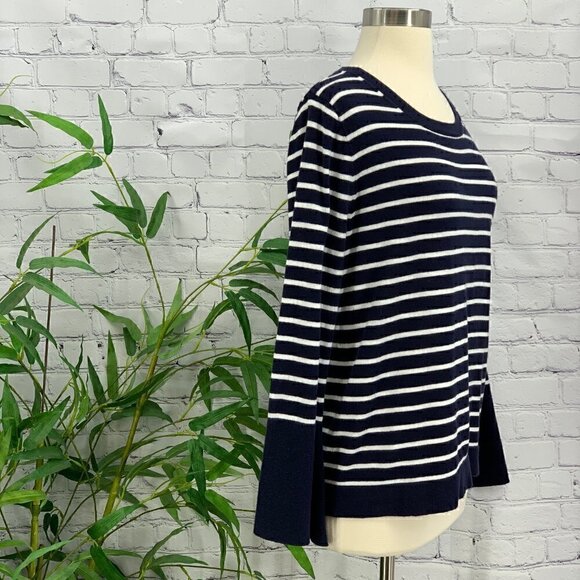 🎉J. Crew Navy & White Striped Top w/ Bell Cuffs - Picture 2 of 7